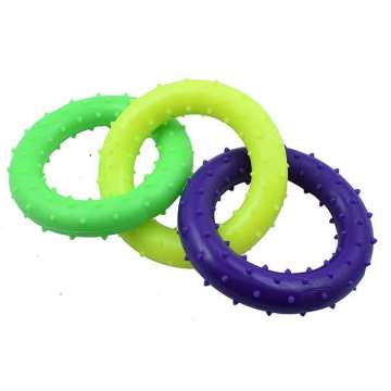 Hot sale pet toys soft rubber 3 ring chew dog toy